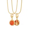 Lily Charmed Women's Gold Plated Orange Agate Healing Stone Necklace With Round Snake Chain - Harmony Charm Neckl