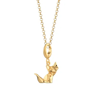Lily Charmed Women's Gold Plated Origami Fox Charm Necklace