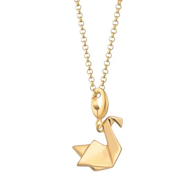 Lily Charmed Women's Gold Plated Origami Swan Charm Necklace