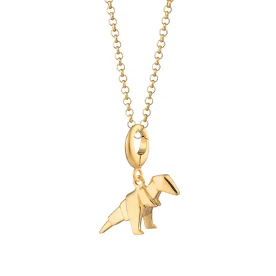 Lily Charmed Women's Gold Plated Origami T-rex Charm Necklace
