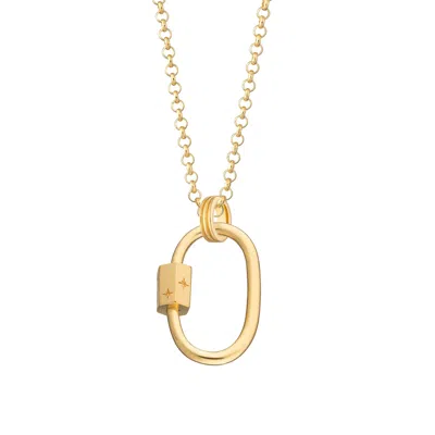 Lily Charmed Women's Gold Plated Oval Carabiner Charm Collector Necklace