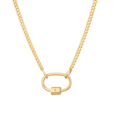 Lily Charmed Women's Gold Plated Oval Carabiner Curb Chain Necklace