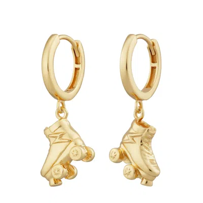 Lily Charmed Women's Gold Plated Roller Skate Charm Hoop Earrings