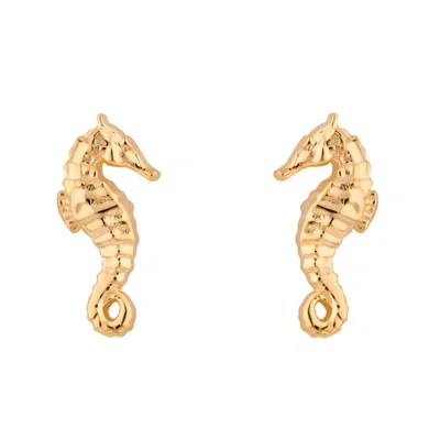 Lily Charmed Women's Gold Plated Seahorse Stud Earrings