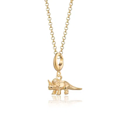 Lily Charmed Women's Gold Plated Triceratops Dinosaur Charm Necklace