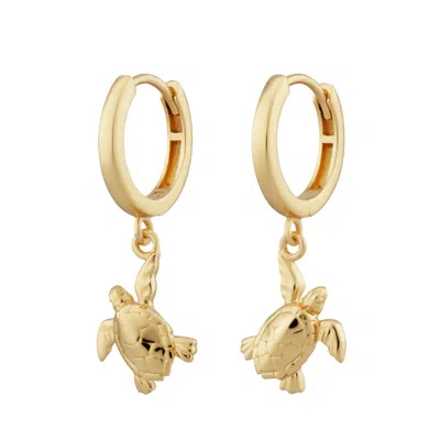 Lily Charmed Women's Gold Plated Turtle Charm Hoop Earrings