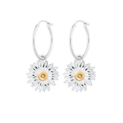 Lily Charmed Women's Gold / Silver Sterling Silver Daisy Charm Hoop Earrings In Multi