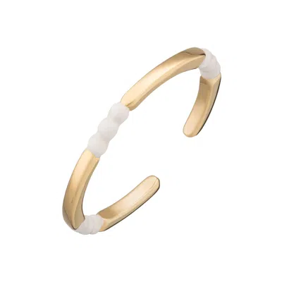 Lily Charmed Women's Gold / White Gold Plated Enamel Dot Stacking Ring - White In Multi