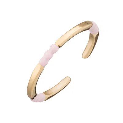 Lily Charmed Women's Pink / Gold Gold Plated Enamel Dot Stacking Ring - Pink In Multi