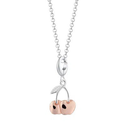Lily Charmed Women's Rose Gold / Silver Sterling Silver Cherry Charm Necklace