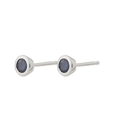 Lily Charmed Women's Silver / Blue September Birthstone Earrings - Sapphire In Gray