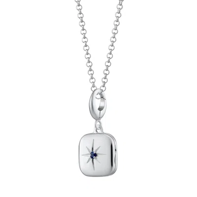 Lily Charmed Women's Silver / Blue Sterling Silver Star Locket Necklace With Blue Stone