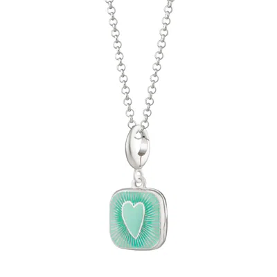 Lily Charmed Women's Silver / Blue Sterling Silver Turquoise Heart Locket Necklace