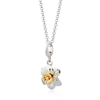 Lily Charmed Women's Silver / Gold Sterling Silver Daffodil Flower Charm Necklace In Multi