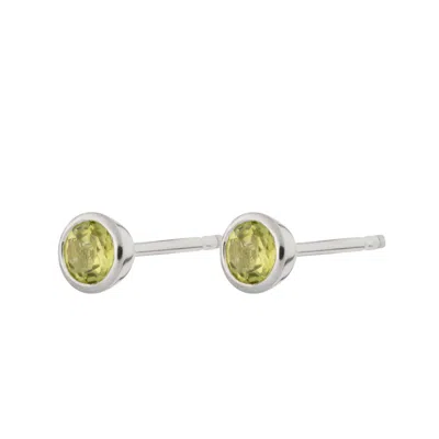 Lily Charmed Women's Silver / Green August Birthstone Stud Earrings - Peridot In Multi