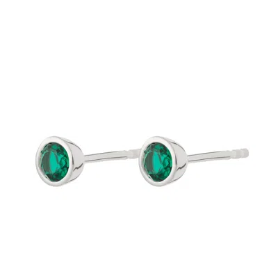 Lily Charmed Women's Silver / Green May Birthstone Earrings - Emerald In Multi