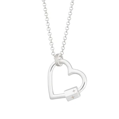 Lily Charmed Women's Silver Heart Carabiner Charm Collector Necklace