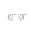 Lily Charmed Women's Silver / Pink / Purple Sterling Silver Party Ring Biscuit Stud Earrings With Pink Enamel