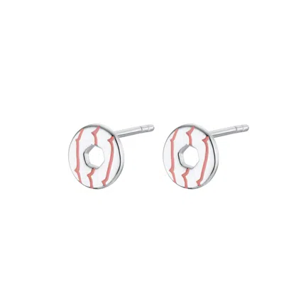 Lily Charmed Women's Silver / Pink / Purple Sterling Silver Party Ring Biscuit Stud Earrings With Pink Enamel