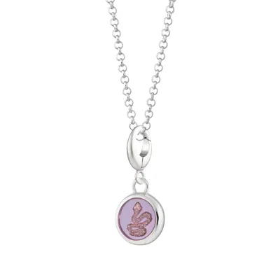 Lily Charmed Women's Silver / Pink / Purple Sterling Silver Purple Snake Resin Capture Charm Necklace