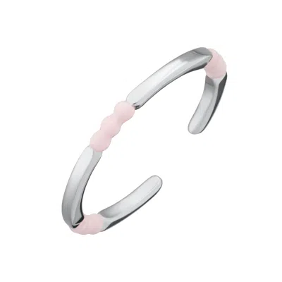 Lily Charmed Women's Silver / Pink Sterling Silver Enamel Dot Stacking Ring - Pink In Multi