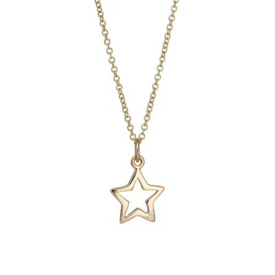 Lily Charmed Women's Solid Gold Open Star Necklace With Diamond