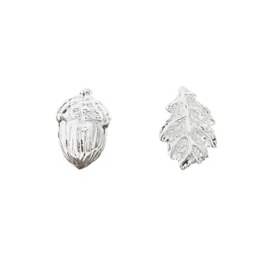 Lily Charmed Women's Sterling Silver Acorn & Oak Leaf Stud Earrings