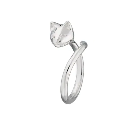 Lily Charmed Women's Sterling Silver Adjustable Cat Ring