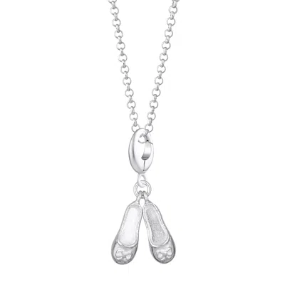 Lily Charmed Women's Sterling Silver Ballet Shoes Charm Necklace