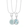 Lily Charmed Women's Sterling Silver Blue Agate Healing Stone Necklace With Round Snake Chain - Confidence Charm 