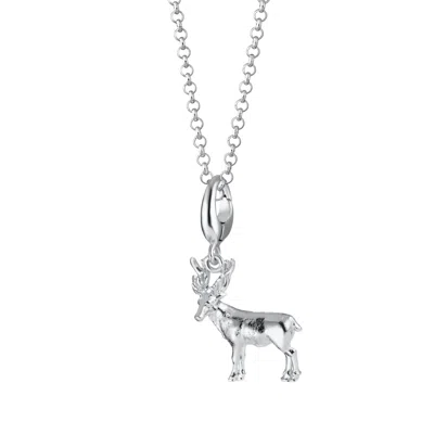 Lily Charmed Women's Sterling Silver Christmas Reindeer Charm Necklace