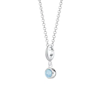 Lily Charmed Women's Sterling Silver December Birthstone Charm Necklace - Blue Topaz