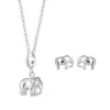 Lily Charmed Women's Sterling Silver Elephant Necklace & Studs Jewellery Set