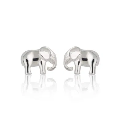 Lily Charmed Women's Sterling Silver Elephant Stud Earrings - Animal Earrings