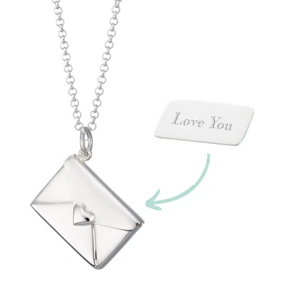 Lily Charmed Women's Sterling Silver Envelope Charm Necklace With Engraved Insert - Love You