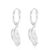 Lily Charmed Women's Sterling Silver Feather Charm Hoop Earrings In Silver