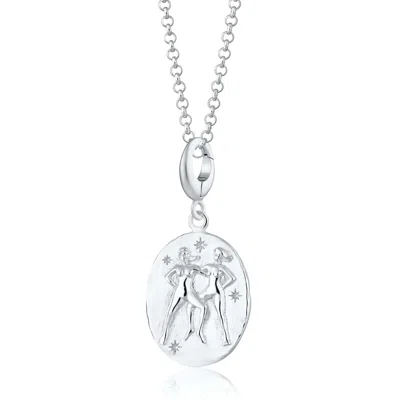 Lily Charmed Women's Sterling Silver Gemini Zodiac Charm Necklace - Star Sign Necklace