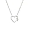 Lily Charmed Women's Sterling Silver Heart Carabiner Curb Chain Necklace In Silver