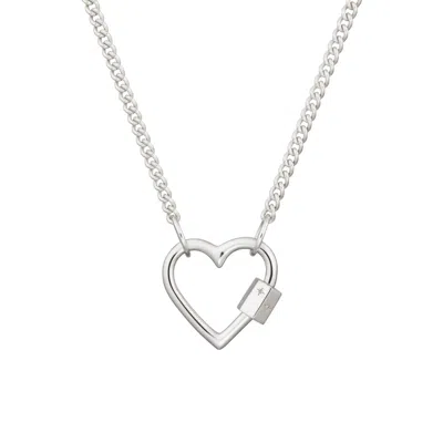 Lily Charmed Women's Sterling Silver Heart Carabiner Curb Chain Necklace