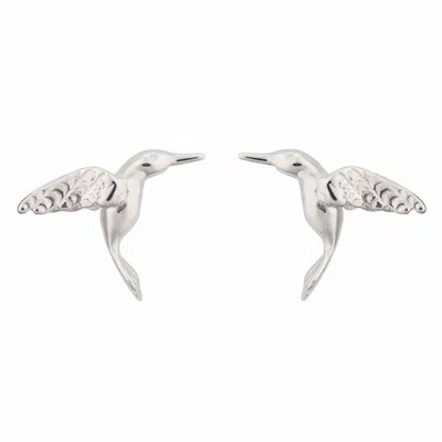 Lily Charmed Women's Sterling Silver Hummingbird Stud Earrings - Animal Earrings