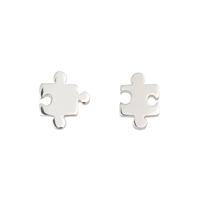 Lily Charmed Women's Sterling Silver Jigsaw Stud Earrings
