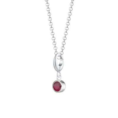 Lily Charmed Women's Sterling Silver July Birthstone Charm Necklace - Ruby