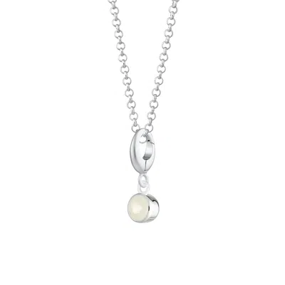Lily Charmed Women's Sterling Silver June Birthstone Charm Necklace - Moonstone