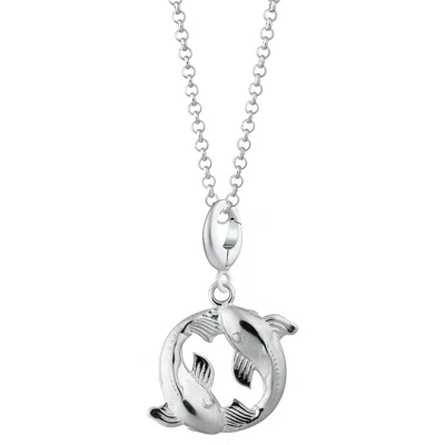 Lily Charmed Women's Sterling Silver Koi Fish Pisces Zodiac Charm Necklace