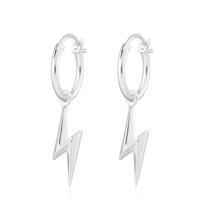 Lily Charmed Women's Sterling Silver Lightning Bolt Charm Hoop Earrings