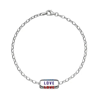 Lily Charmed Women's Sterling Silver Love Is All Around Charm Bracelet - Rainbow Enamel