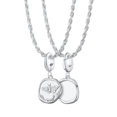 Lily Charmed Women's Sterling Silver Manifest Change Charm Necklace With Twisted Rope Chain