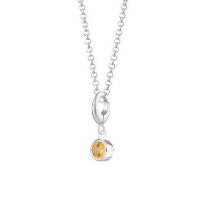 Lily Charmed Women's Sterling Silver November Birthstone Charm Necklace - Citrine