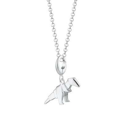 Lily Charmed Women's Sterling Silver Origami T-rex Charm Necklace