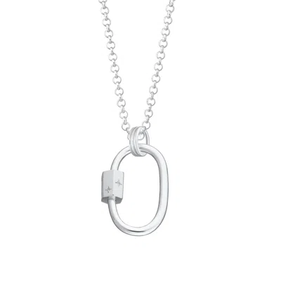 Lily Charmed Women's Sterling Silver Oval Carabiner Charm Collector Necklace